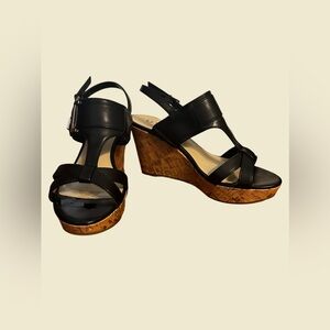 UNISA black & brown t-strap wedge sandal SIZE - 7 Women’s